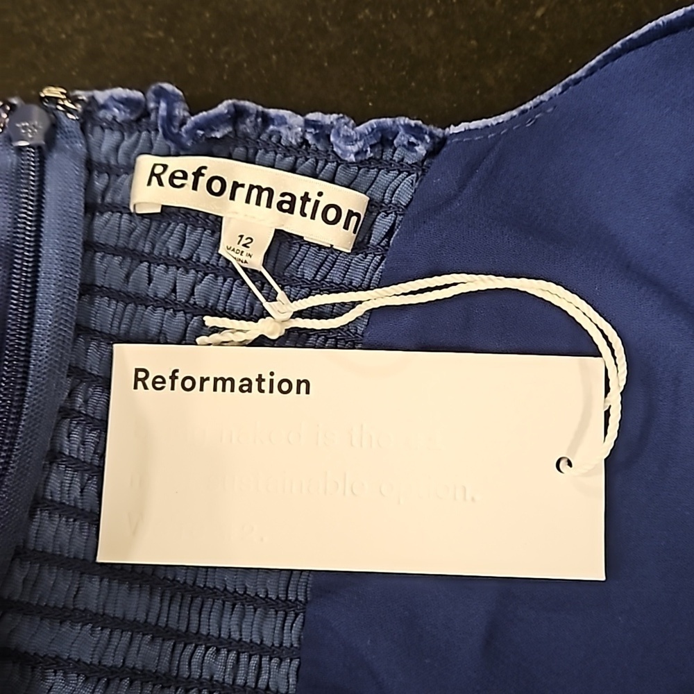 💕REFORMATION💕 Westerly Velvet Maxi Dress ~ Danube Blue 12 NWT - Picture 10 of 13